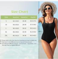 Traje de baño para mujer con forma de abdomen, de una pieza, espalda descubierta. Negro Talla S - details 2