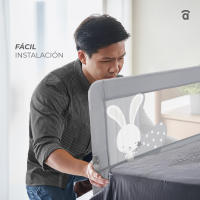 Asalvo Barrera de Cama Nido o Estándar 2-1 de 150cm  Conejito Tippi  - Abatible, con Correas de Seguridad, Tejido Lavable y Bolsa de Transporte - details 2
