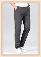 Pantalones Casuales Para Hombre De Algodón Puro Cintura Elástica Estilo Clásico Color Sólido Negra Caqui Gris Pantalones Rectos Para Negocios Cuatro Estaciones - details 14