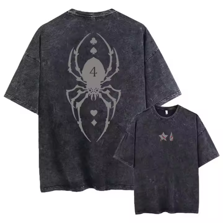 Camiseta De Algodón Para Hombre Y Mujer Vintage Lavada Con Impresión De Anime Estilo Gótico Oversized Para El Verano Camiseta De Manga Corta Hip Hop - 1