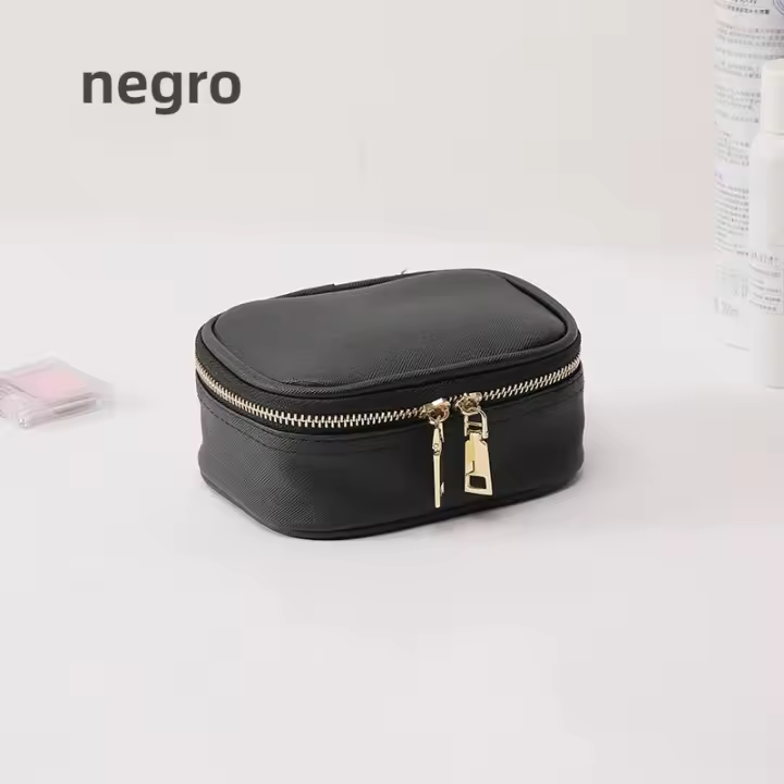 Bolso De Maquillaje Portátil Con Luz LED Y Espejo Organizador De Joyas Colgantes Y Anillos Caja De Almacenamiento De Cosméticos Material PU Estilo Fashion - 1