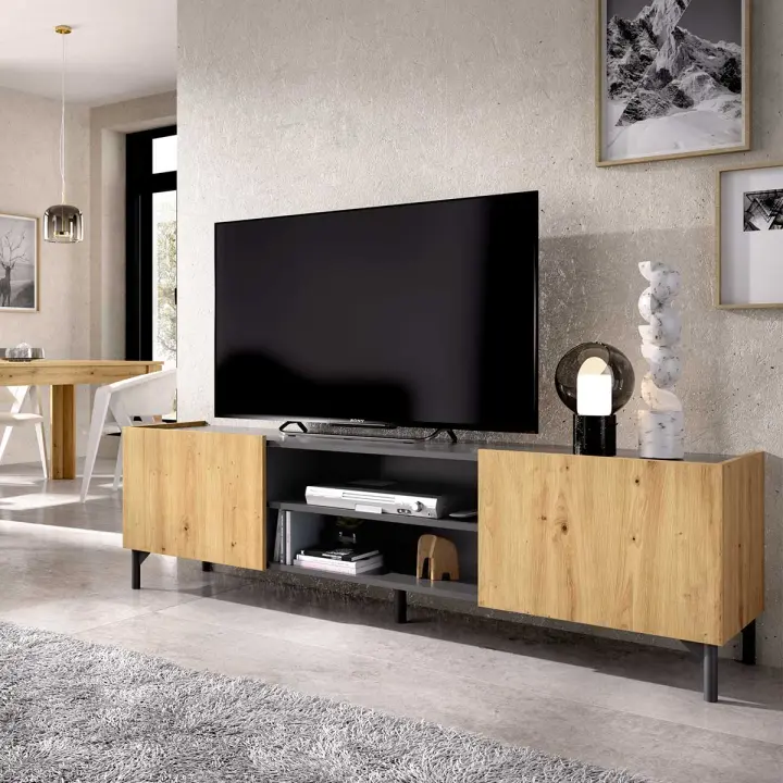 Dekit Mueble Bajo de TV Astral Grafito/nordic con Gran Capacidad de Almacenamiento - 1