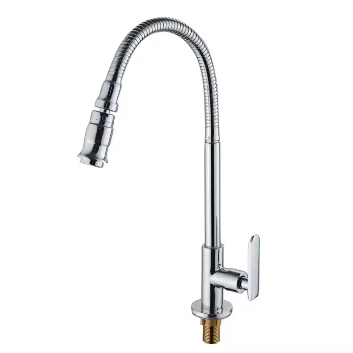 360 Rotatable Kitchen Bar Bathroom Sink Faucet Single Cold Water Flexible Neck Laundry Room Garden Outdoor Faucets Tap - 1