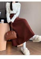 Falda Larga De Corduroy Elegante Para Invierno A-Line Con Cintura Empirica Y Cinturón Amplio Estilo Coreano Moda Feminina - details 7