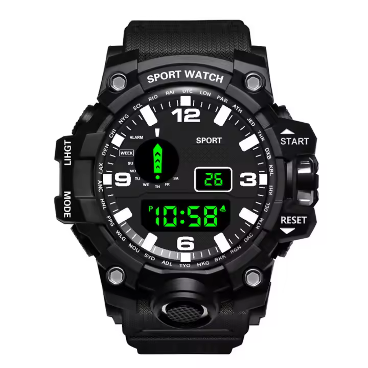 Reloj Deportivo Para Hombre YIKAZE LED Digital Multifuncional Militar Grande Impermeable Fitness Reloj Electrónico Con Pantalla Luminosa Resistente Al Choque - 1