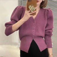 Chaqueta De Suéter Con Cuello En V Para Mujer Corta Para El Primer Otoño Alto-end Chic Top De Punto Cinturado En La Cintura Cardigan Interior - details 2