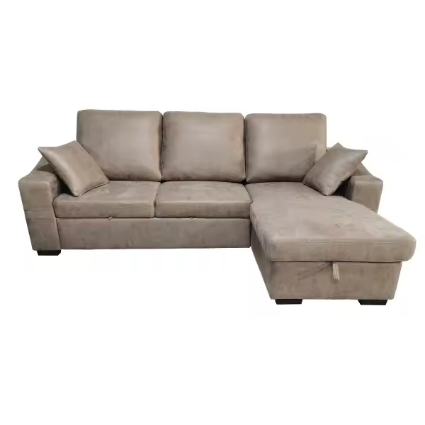 Chaiselongue cama Corea con arcón abatible. Tapizado en tela Nolia en dos colores diferentes. - 1
