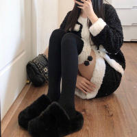 Calcetines Altos Invierno Cálidos Para Mujer Polo Ternos Gruesos Rayados Largo De Pierna Suave De Lana Y Poliéster Color Sólido - details 8
