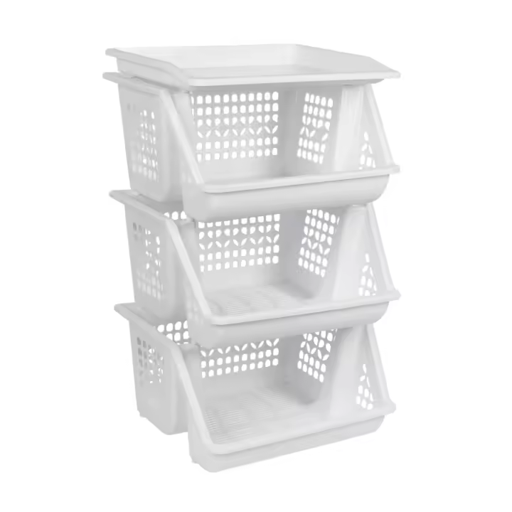Cofan Verdulero con 3 Cestas | En Color Blanco | Medida: 62 x 39 x 32 cm - 1