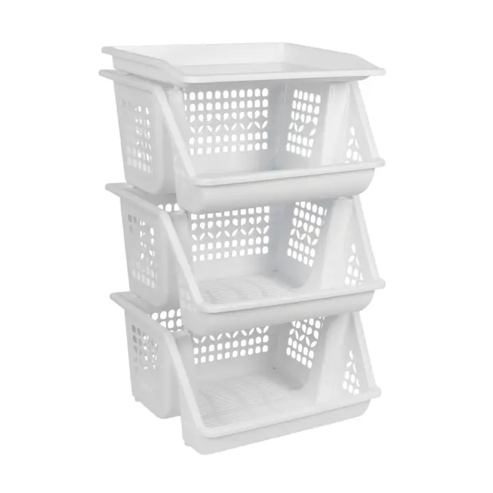 Cofan Verdulero con 3 Cestas | En Color Blanco | Medida: 62 x 39 x 32 cm - 1