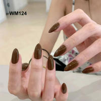 24pcs/set Uñas Postizas De Talla Grande En Rosa Gris Y Marrón Estilo Francés Y Almendrado Para Otoño E Invierno Decoración De Uñas Press on Falsas Acrílicas - details 9
