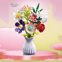 Bloques De Construcción De Bouquet De Flores Eterna Rosa Y Girasol Modelo De Planta Con Vaso Juguete DIY Para Niños Regalos Creativos Decoraciones De Escritorio - details 6