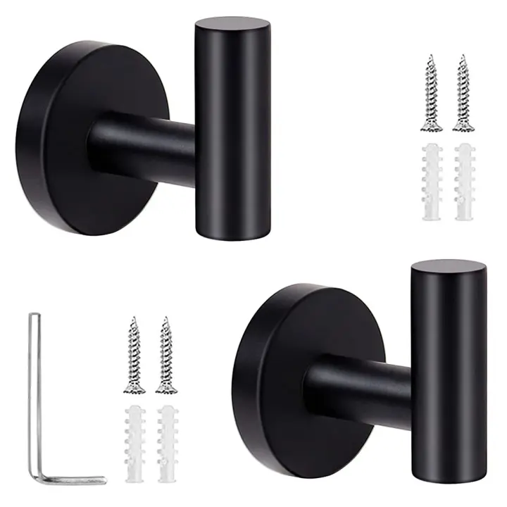 2Pcs Ganchos De Toalla Pulidos Para Baño Y Cocina Acero Inoxidable Soporte De Pared Con Tornillos Para Ropa Y Delantales Accesorios De Baño Y Cocina - 1
