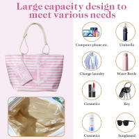 Bolso de playa plegable grande con cremallera - Bolso de hombro ligero y duradero con monedero incluido, ideal para compras, camping y viajes, diseño de hojas tropicales impreso, múltiples colores disponibles - details 3