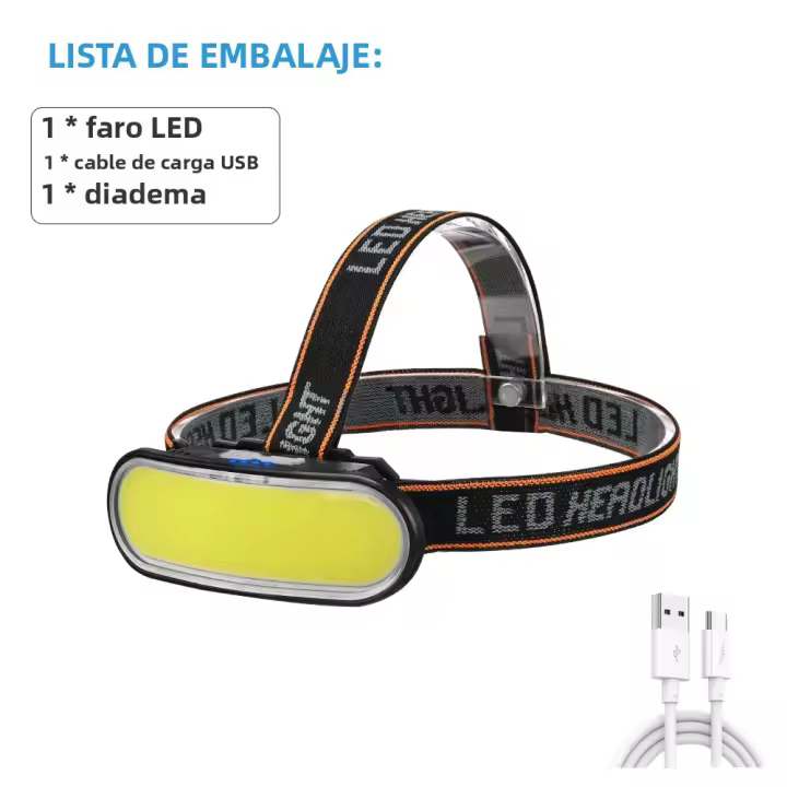 Lámpara Frontal De Pesca Super Brillante COB Luz De Trabajo Portátil Luz De Camping Al Aire Libre Con Luz Blanca Y Roja Pantalla De Poder - 1