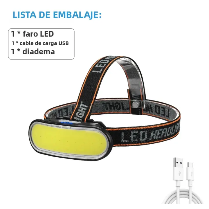 Lámpara Frontal De Pesca Super Brillante COB Luz De Trabajo Portátil Luz De Camping Al Aire Libre Con Luz Blanca Y Roja Pantalla De Poder - 1