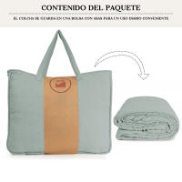 NQT Colcha Monet Fina Reversible para Primavera, Verano 100% Microfibra Multiuso - Cubrecama Extra Suave Incluye Funda de Cojín 50x50cm | Cama 80/90-180x250cm Blanco - details 0