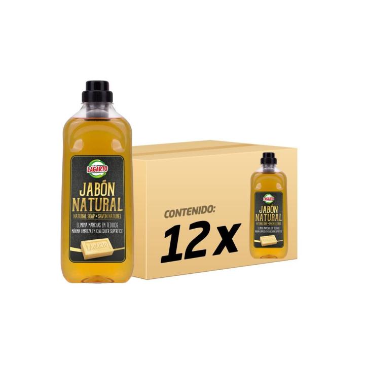 Lagarto Jabon Natural Liquido,  Caja de 12 botellas. 100% vegetal