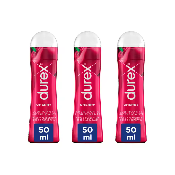 Durex - Lote Set 3x Lubricantes Sabor Cherry 50ml, Dulce y Placentero, Sexo Seguro - 1