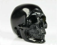 Amuletsshop - Calavera de Cristal Tallada en Fluorita Natural de Alta Calidad 2" - Cráneo de Cristal de Obsidiana Negra - Decoración de Piedra para el Hogar - details 2