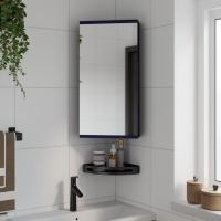 vidaXL Mueble de baño de esquina con espejo 30x24x60 cm en color Negro/Blanco/Roble y más | almacenamiento funcional diseño moderno para baño dormitorio sala - details 3