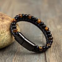 Pulsera De Ojo De Tigre Con Obsidiana Negra Para Hombres Pulsera De Acero Con Piedras De Calma Y Sanación Para Meditación Y Protección Espiritual - details 1
