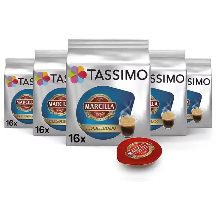 Capsulas TASSIMO MARCILLA Descafeinado - 5 paquetes de 16 capsulas - 1