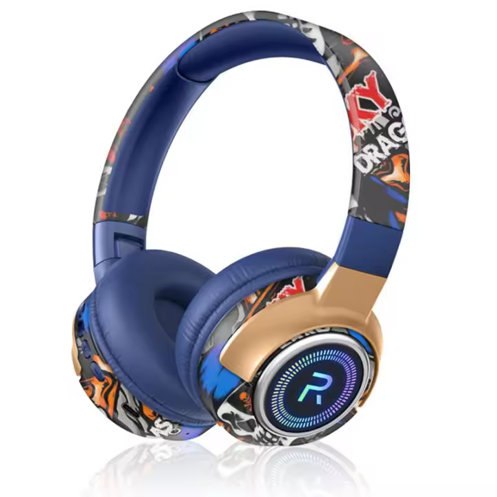 Auriculares Bluetooth Inalámtricos LED Graffiti Estéreo de Alta Fidelidad de Reducción de Ruido Para El deporte Y Juego Con Micrófono Y Control De Volumen - 1
