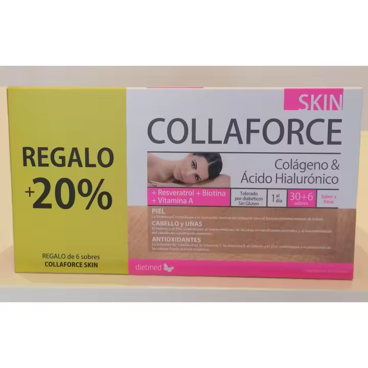 COLLAFORCE SKIN 30 sobres + 20% regalo + Resveratrol+ Biotina+ Zinc, Dietmed - 1