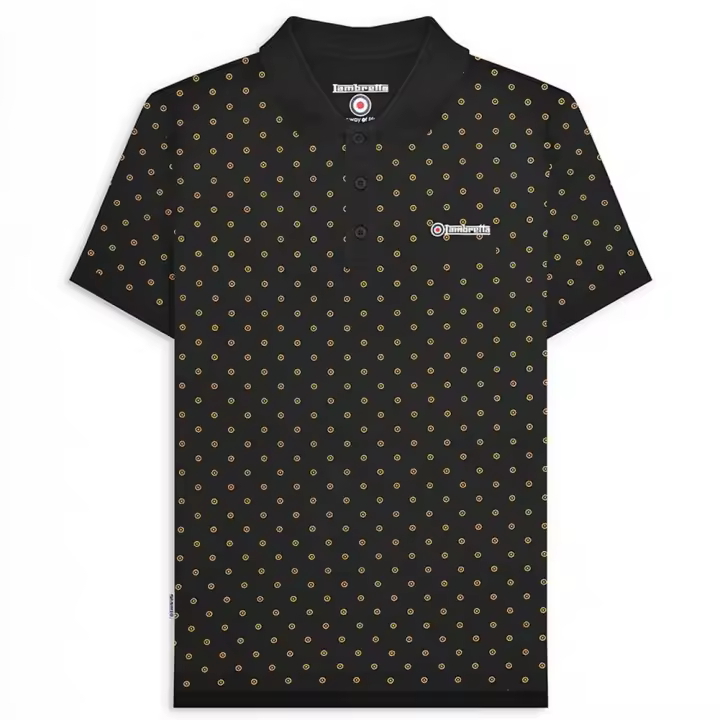 👕 Polo Lambretta Target Premium – Estilo Retro en Black/Gold - 1