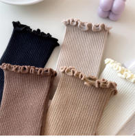 Calcetines De Mujer Estilo Coreano Nuevos De Color Sólido Kawaii Para Niñas Calcetines Transpirables De Alta Calidad Con Volante - details 11