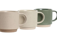 Set de tazas de gres de 340 ml, con dimensiones de 13x9x8.5 cm, con un diseño clásico y duradero. Aptas para café o té, combinan estilo rústico y moderno para cualquier ambiente - details 1