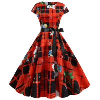 Vestido Midi Vintage Elegante Para Fiesta De Navidad Mujer Con Cintura Alta Manga Corta Vestido De Promoción Jurk Robe - details 9