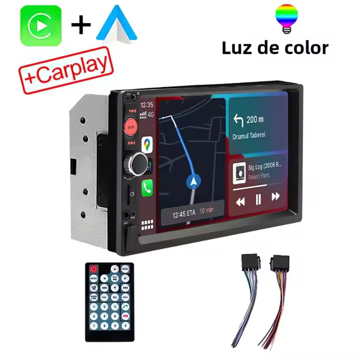 Reproductor Multimedia De Coche Universal 2 Din Pantalla Táctil De 7 Pulgadas Con Carplay Android Auto Cámara Trasera Para Apple Y Android - 1