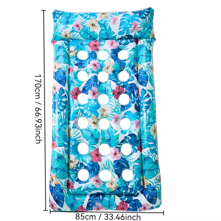 Hoja de arce inflable cama flotante hoja de flor flotante drenaje montura superior tumbona inflable con almohada de respaldo anillo de natación - 1