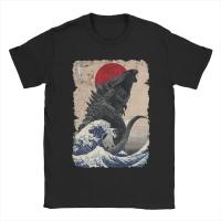 Camiseta De Manga Corta Con Diseño Único De Godzillade La Gran Onda Japonesa Para Hombres Cuello Redondo Algodón Puro Ropa Gráfica Verano Tallas S-5XL - details 1