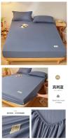 Sábana Ajustable De Algodón 100% En Color Sólido Antideslizante Duradera Para Cama Doble Reina Rey Tamaños 120/150/220cm - details 16