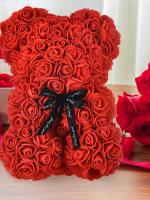 Regalo De Aniversario Para Madre Día De San Valentín Decoración De Hogar Rosa Artificial Eterna Con Oso Teddy Uflower - details 2