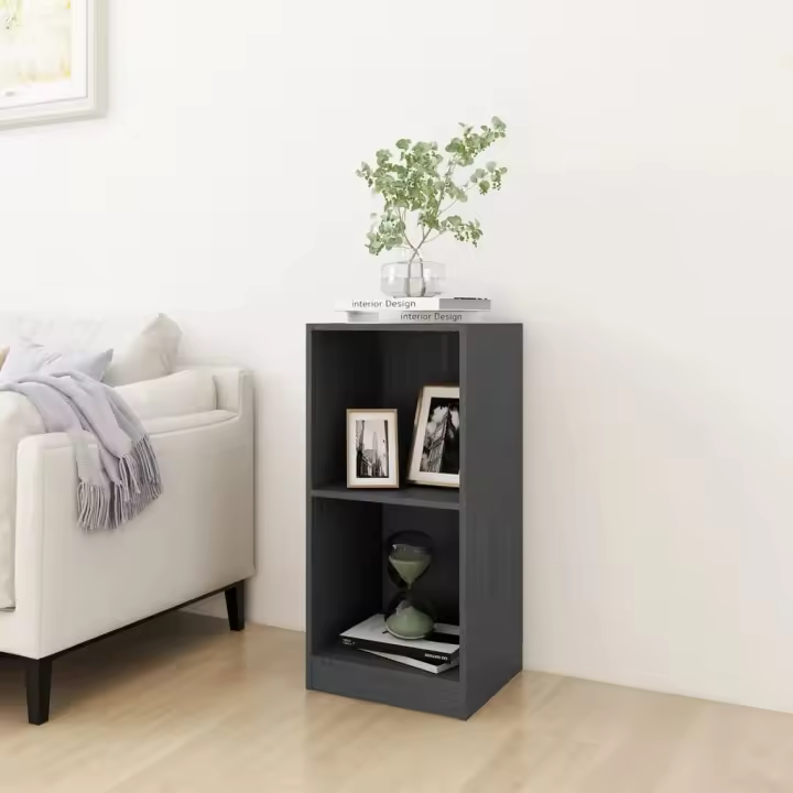 vidaXL Armario auxiliar madera maciza de pino 35,5x33,5x76 cm en color Gris/Marrón miel | estructura resistente ideal para salón dormitorio o estudio - 1