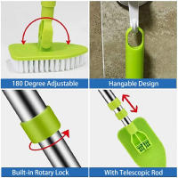 Cepillo Multifuncional De Limpieza Para Baño Y Cocina Con Pincel De Esponja Y Telescopio Triangular Herramienta De Limpieza Ecológica De Nylon - details 6