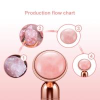 Rodillo De Cuidado Facial De 4 En 1 Con Vibración De Cristal De Rosas De Apatita Rodillo De Jade Para Lifting Y Adelgazamiento Massajeador De Ojos T/V Shaped Belleza Cuidado - details 4