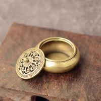 Brass Pocket Lotus Jiuding Incense Burner Hollow Mini Incense Holder Garden Statue Sculpture from Mainland China - details 2