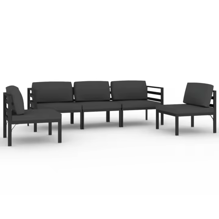 vidaXL Set muebles de jardín 5 pzas y cojines aluminio gris antracita - 1