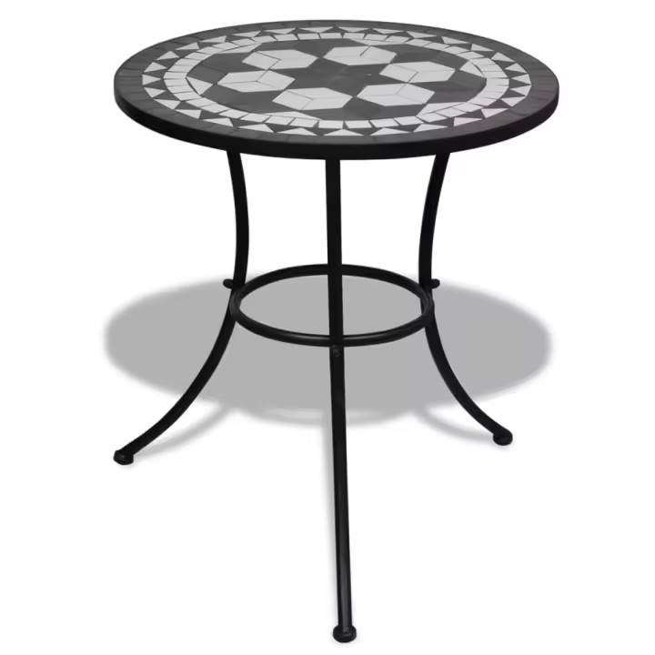 Mesa de bistro terraza mosaico negro y blanco 60 cm - 1