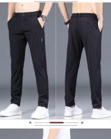 Pantalones Casuales Para Hombre De Seda Helada Verano Negro Gris Delgados Negocios Casual Elasticidad Transpirables Rectos Deportivos - details 14