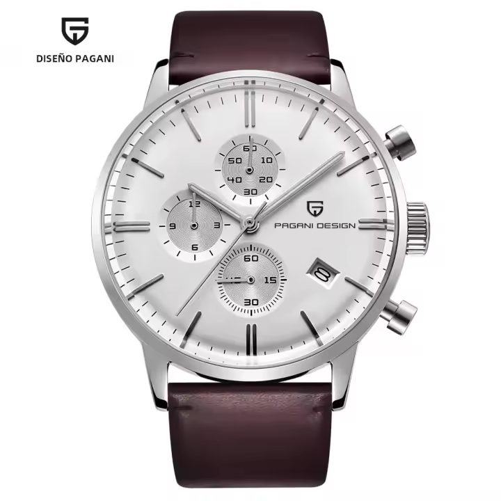 Reloj Deportivo Militar Para Hombre PAGANI DESIGN Marca Original Cuero Legítimo Cronógrafo Moda Negocios Reloj De Pulsera Quartz Resistente Al Choque Y Al Agua - 1
