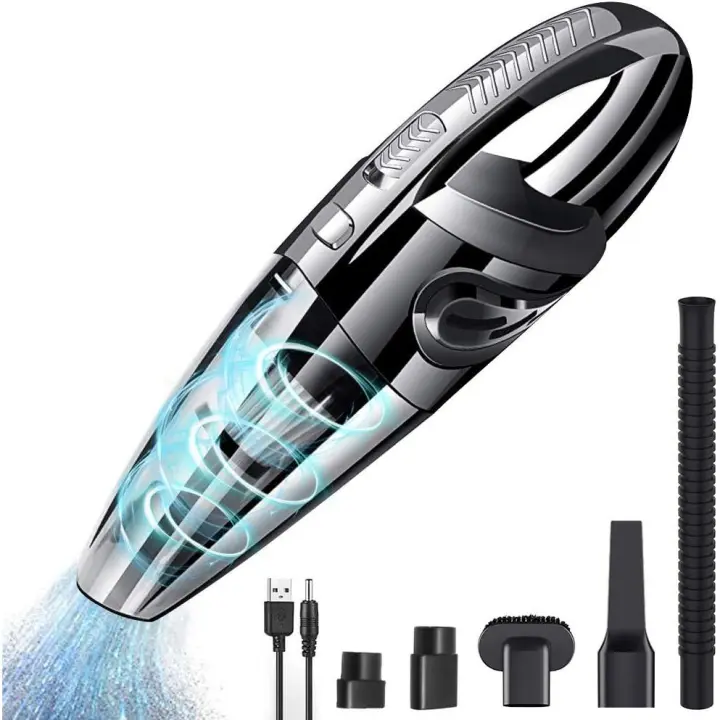 Aspiradora de mano portátil, potente, inalámbrica, 120 W, 2200 mAh, con función húmeda y Seca, HEPA Filter lavable Y 5 Boquillas recargable para el hogar, La Mesa, La Oficina y el coche - 1