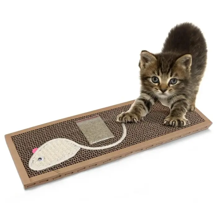 Rascador para gato 38 x 12.5 x 2 cm Alfombrillas de Cartón Rascador de Gato para gatos de interior Alfombrillas Rectangular de Cartón Corrugado para Rayar Juguete rascador Carton Alfombrilla con Catnip Ref 51072 - 1