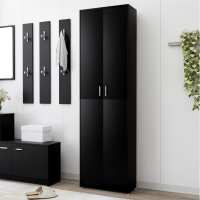 vidaXL Armario de pasillo de madera contrachapada 55x25x189 cm en color Negro/Roble Sonoma/Marrón roble y más | almacenamiento funcional diseño moderno para baño dormitorio sala - details 0