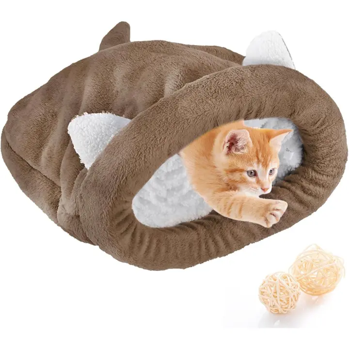 Saco de dormir para gatos, cálido, de forro polar, suave, lavable, manta para gatos y cachorros, 50 x 40 cm - 1